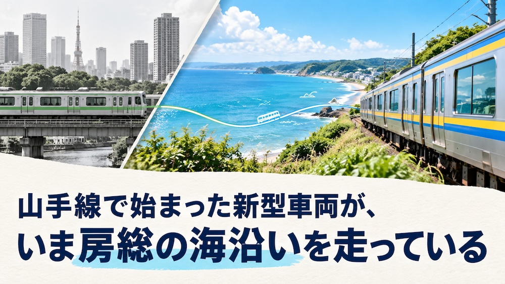 山手線で始まった新型車両が、いま房総の海沿いを走っている